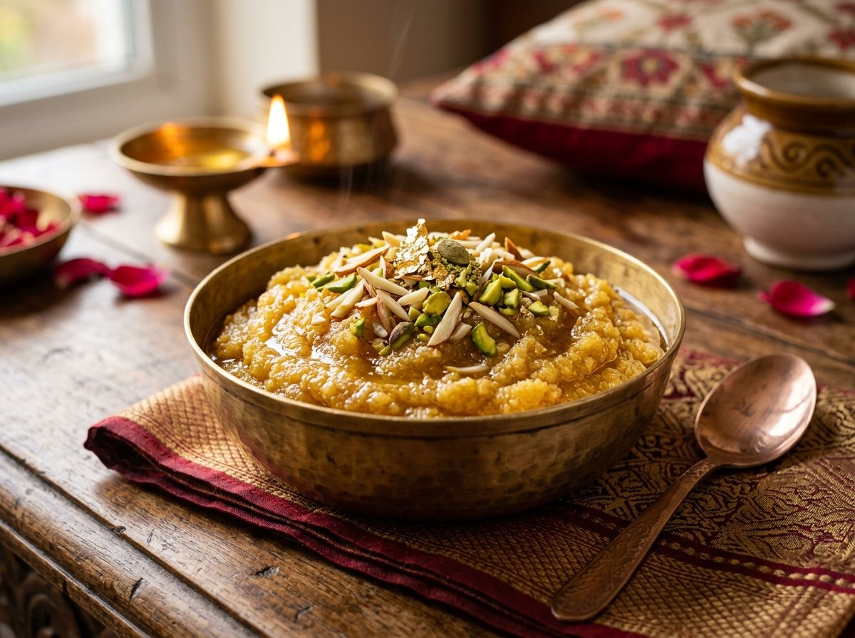 Fragrant Besan Halwa (Gram Flour Halwa) with Monk Fruit